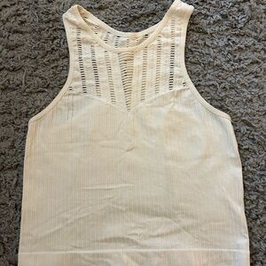 Cream Tank Top with High Neckline